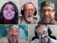 Zoom Rabbis Screenshots taken from archived recordings of virtual services. Clockwise from left: Rebecca Orantes, Rabbi Roberto Graetz, Martin Hirsch, Edy Huberman and Pablo Schejtman.