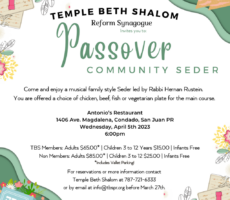 Passover community seder announcement